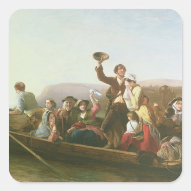Pegatina Cuadrada Los emigrantes (Anverso)