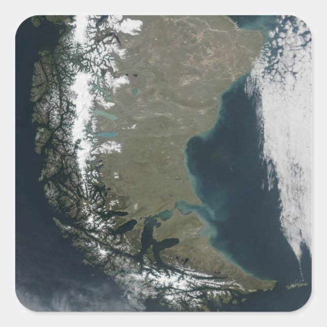 Pegatina Cuadrada Los escarpados y nevados Andes (Anverso)