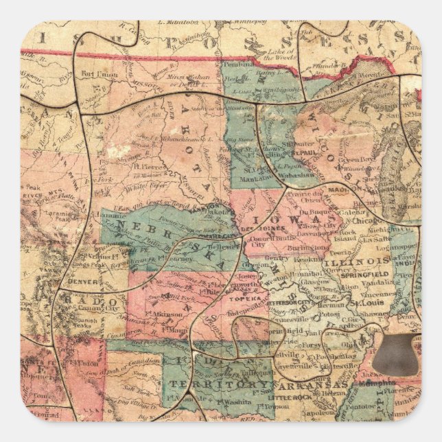 Pegatina Cuadrada Los Estados Unidos de América 8 (Anverso)