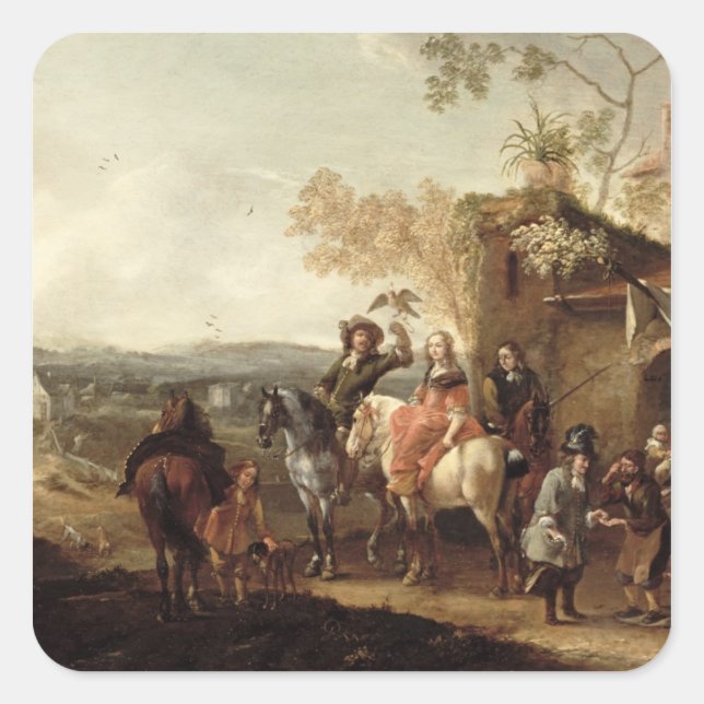 Pegatina Cuadrada Los Falconers (Anverso)