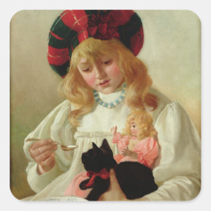 Pegatina Cuadrada Los favoritos, 1895 (aceite en lona)