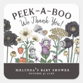 Pegatina Cuadrada Los favoritos de Baby Shower de Cute Peek-a-Boo Ha