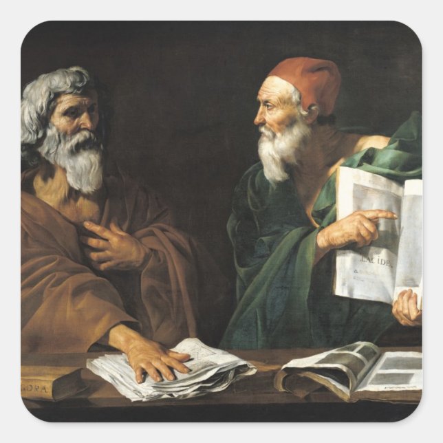 Pegatina Cuadrada Los filósofos (Anverso)