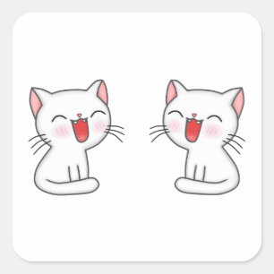 Pegatina Cuadrada Los gatitos rosas sonríen