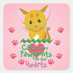 Pegatina Cuadrada Los gatos dejan huellas