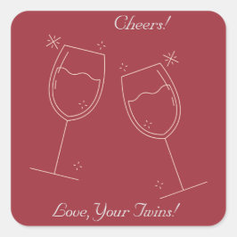 Pegatina Cuadrada Los gemelos saludan a su madre