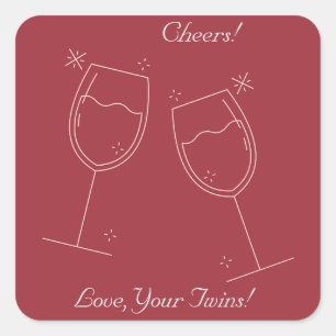 Pegatina Cuadrada Los gemelos saludan a su madre