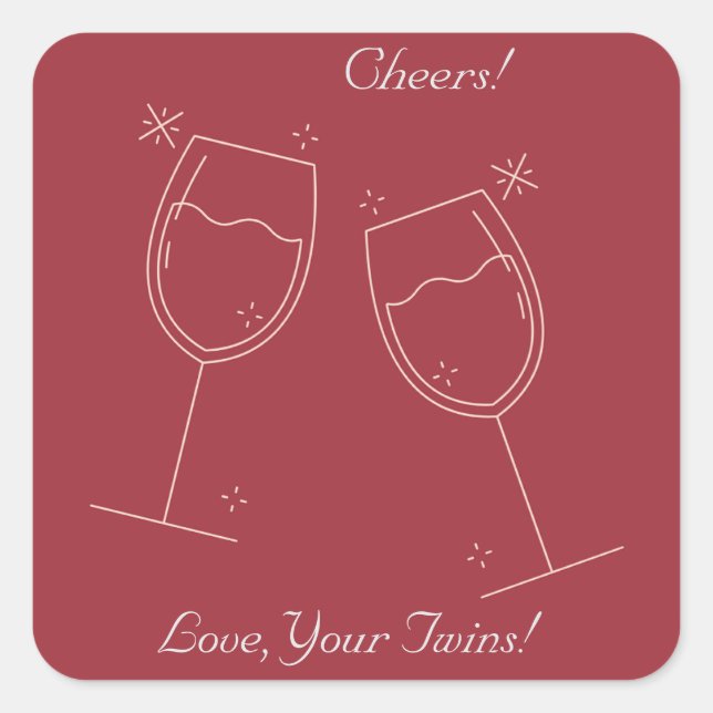 Pegatina Cuadrada Los gemelos saludan a su madre (Anverso)