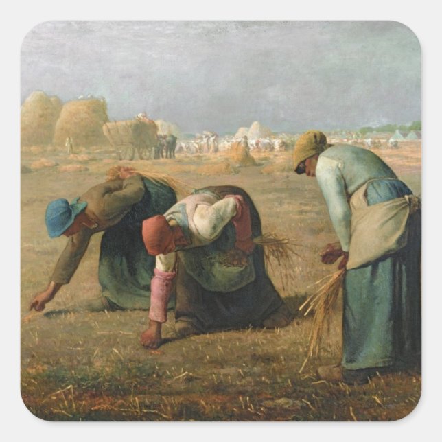 Pegatina Cuadrada Los Gleaners, 1857 (Anverso)