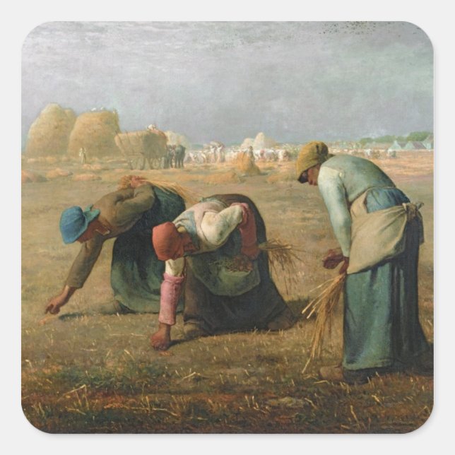 Pegatina Cuadrada Los Gleaners, 1857 (Anverso)
