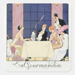 Pegatina Cuadrada Los Gourmands, 1920-30 (impresión del pochoir)