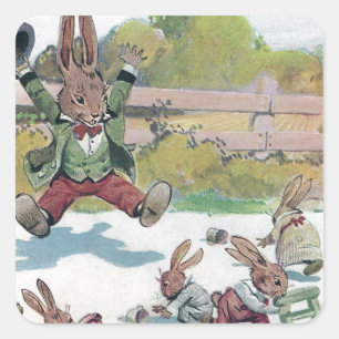 Pegatina Cuadrada Los gritos soleados del conejito VAN