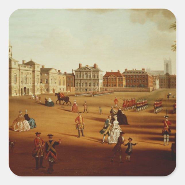 Pegatina Cuadrada Los guardias de pie del 2° desfile de los caballos (Anverso)