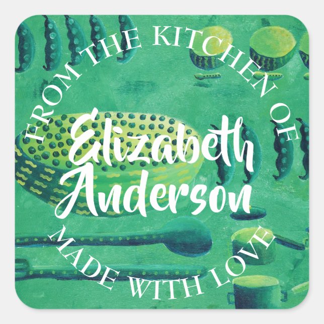 Pegatina Cuadrada Los guisos en los bolos desde la cocina de (Anverso)