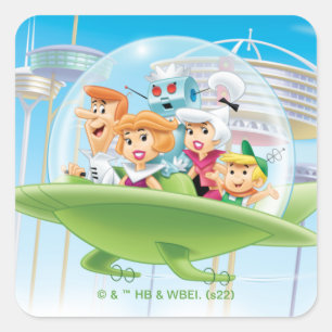 Pegatina Cuadrada Los Jetsons   Automóvil Familiar Volador