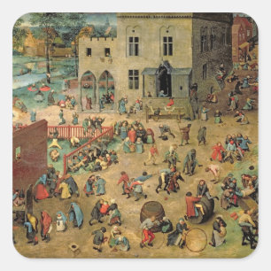 Pegatina Cuadrada Los juegos de los niños, 1560