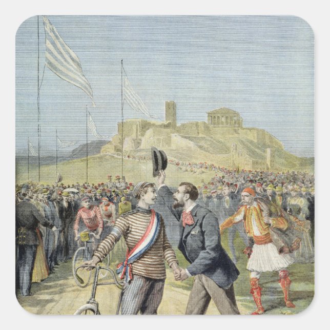 Pegatina Cuadrada Los Juegos Olímpicos de Atenas (Anverso)