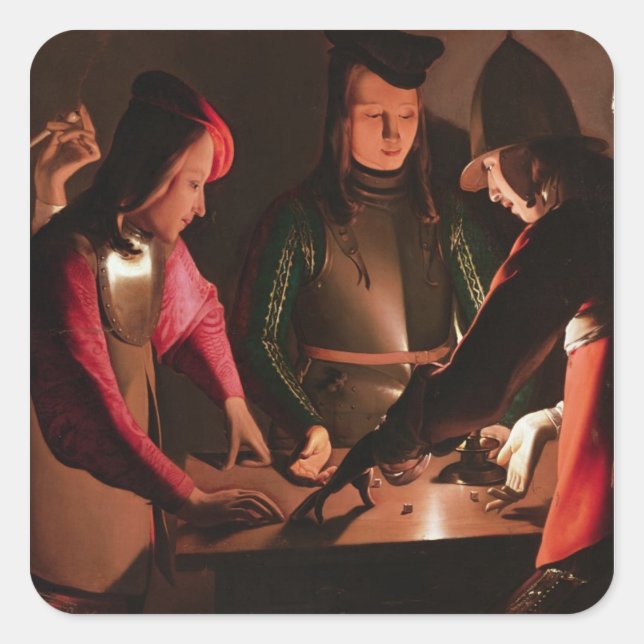 Pegatina Cuadrada Los jugadores de los dados (Anverso)