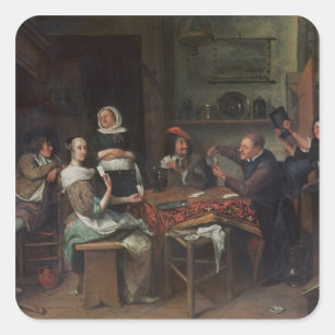 Pegatina Cuadrada Los jugadores de tarjeta