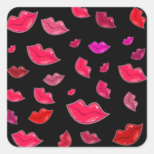 Pegatina Cuadrada Los labios coloridos