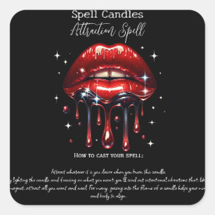 Pegatina Cuadrada Los labios rojos manifiestan atracción magia Spell