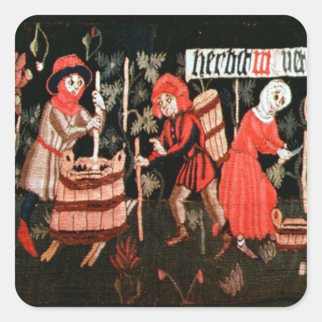 Pegatina Cuadrada Los laboristas de los meses, desde Alsacia (Anverso)