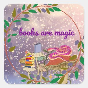 Pegatina Cuadrada los libros son magia