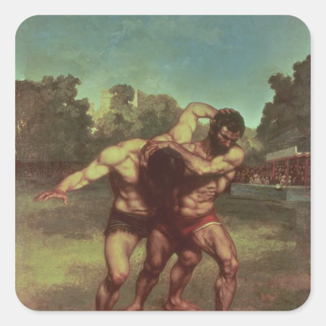 Pegatina Cuadrada Los luchadores, 1853 (Anverso)