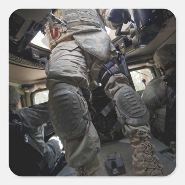 Pegatina Cuadrada Los marineros aprenden los procedimientos de convo (Anverso)