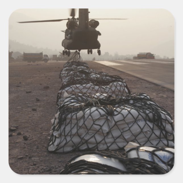 Pegatina Cuadrada Los marines unen cargas de sling (Anverso)