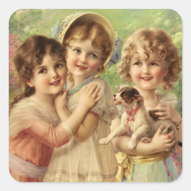 Pegatina Cuadrada Los mejores amigos de Émile Vernon (Anverso)