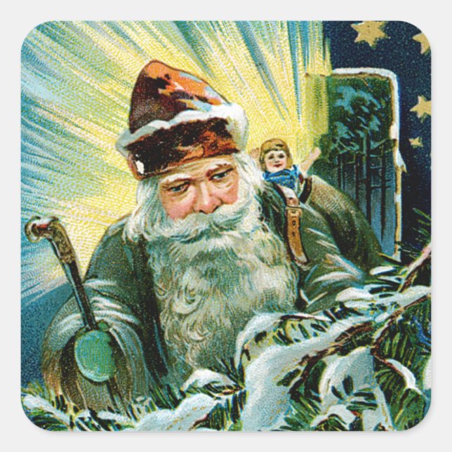 Pegatina Cuadrada Los mejores deseos de los Navidades (Anverso)