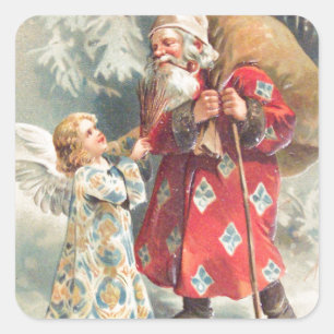 Pegatina Cuadrada Los mejores deseos de los Navidades de Santa Elena