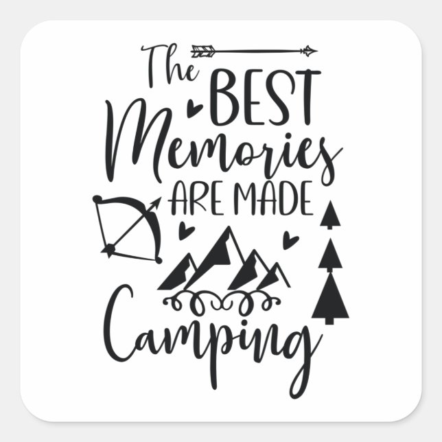 Pegatina Cuadrada Los mejores recuerdos se hacen acampando (Anverso)