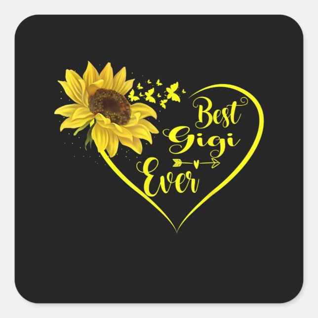 Pegatina Cuadrada Los mejores regalos de girasol de Gigi (Anverso)