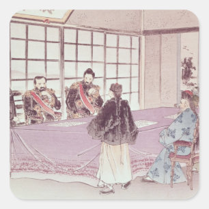 Pegatina Cuadrada Los ministros japoneses I-Tso y Mou-Tsou