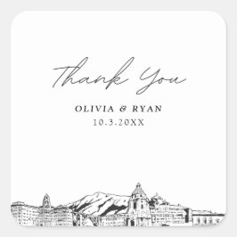 Pegatina Cuadrada Los monumentos Bodas de Pasadena están a favor