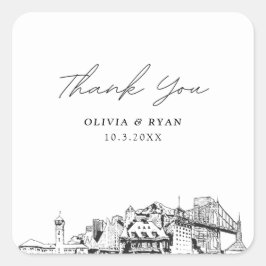 Pegatina Cuadrada Los monumentos Bodas de Portland te agradecen