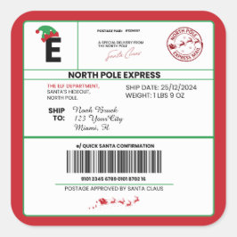 Pegatina Cuadrada Los navidades envían correo desde el Polo Santa No