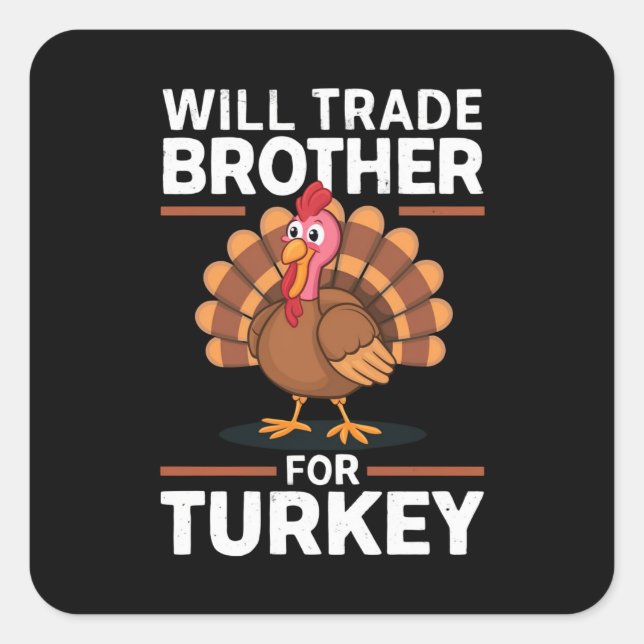 Pegatina Cuadrada Los niños de Acción de Gracias intercambiarán con  (Anverso)