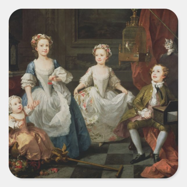 Pegatina Cuadrada Los niños de Graham, 1742 (Anverso)