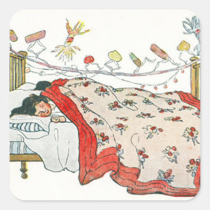 Pegatina Cuadrada Los niños estaban enclavados en sus camas