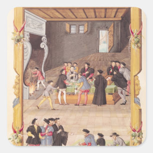 Pegatina Cuadrada Los notarios y los secretarios del rey