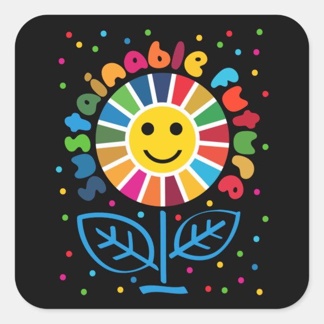 Pegatina Cuadrada Los ODS de las Naciones Unidas: Objetivos globales (Anverso)