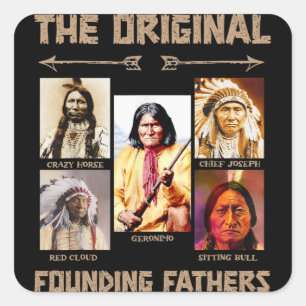 Pegatina Cuadrada Los Padres Fundadores Originales Niños Nativos Est