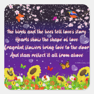 Pegatina Cuadrada Los pájaros y los pegatinas de las abejas