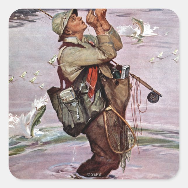 Pegatina Cuadrada Los peces están saltando (Anverso)