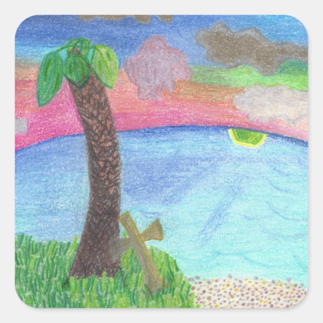 Pegatina Cuadrada Los Pegatinas Inspiradores de la Gran Costa (Anverso)