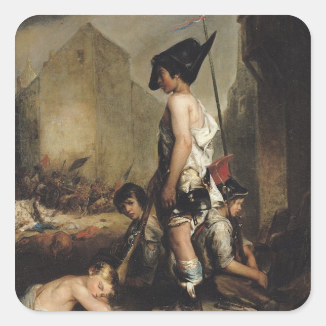 Pegatina Cuadrada Los pequeños patriotas, 1830 (Anverso)