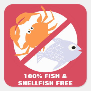 Pegatina Cuadrada Los pescados y los crustáceos del 100% liberan a